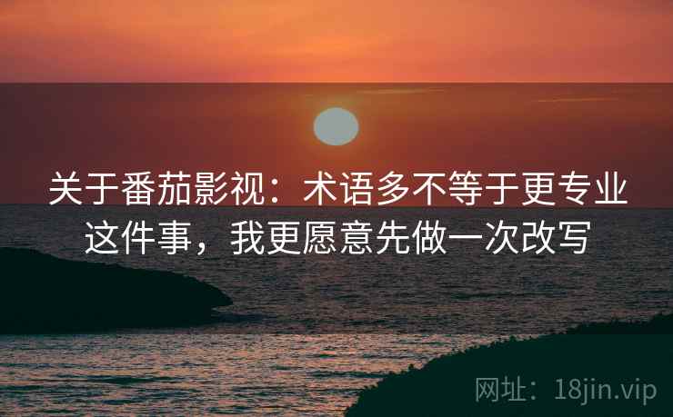 关于番茄影视：术语多不等于更专业这件事，我更愿意先做一次改写